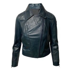 Chanel Motor Jacket in Green Leather